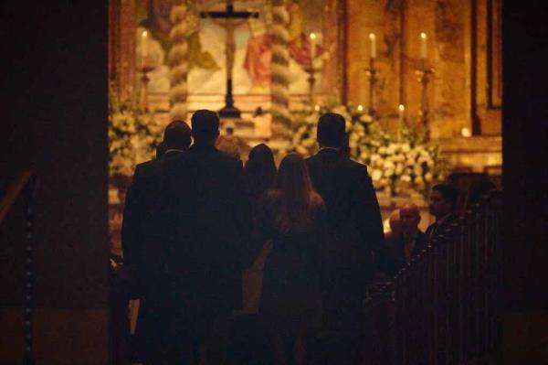 The Trump family was pictured entering the church for Barry's funeral.