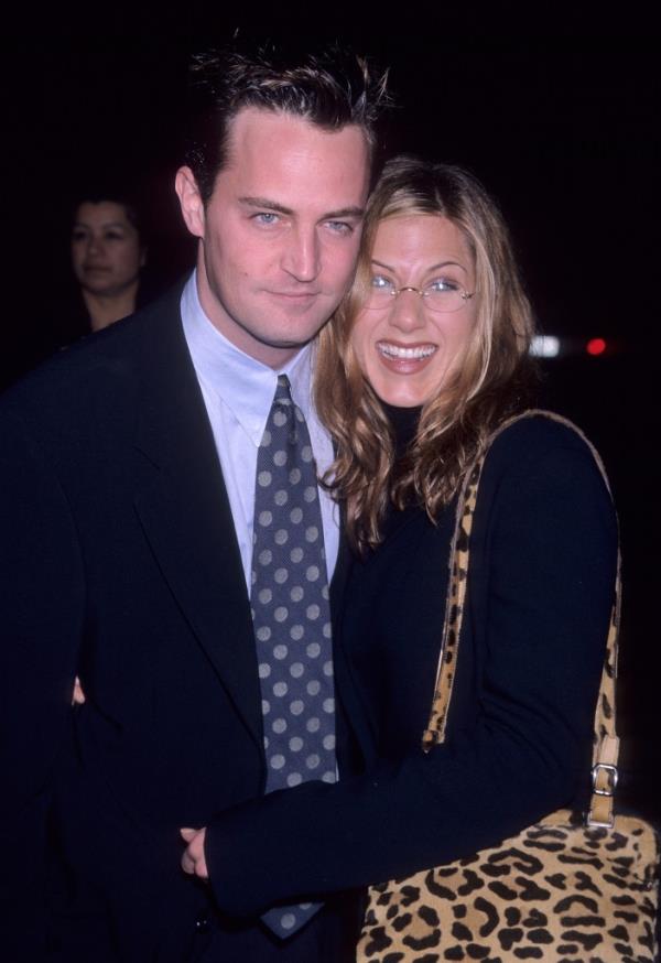 During happier times, Matthew Perry and Jennifer Aniston are all smiles at the 