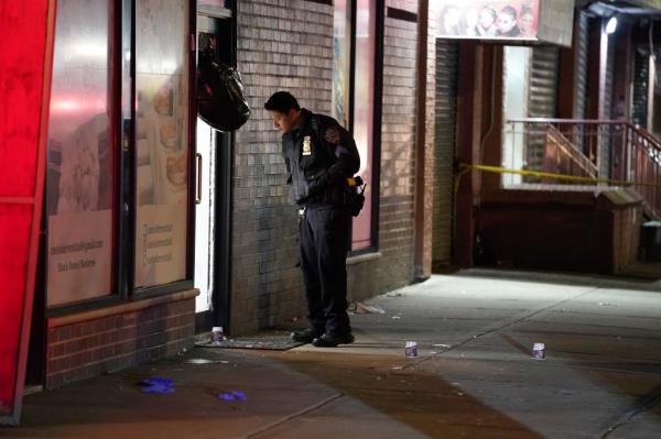 An officer at the scene wher<em></em>e a 55-year-old man was shot in the left leg on Lexington Avenue at East 122nd Street in Harlem around 12:15 a.m. Saturday.