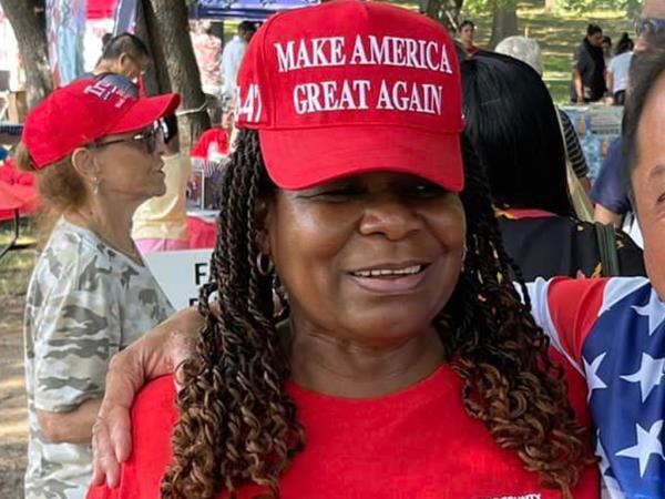 Aura Moody seen here wearing a MAGA hat