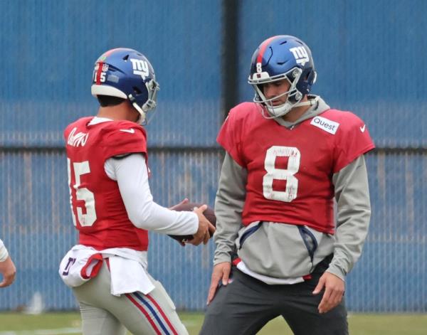 Tommy DeVito (15) was named the Giants' starter in the wake of Daniel Jones' benching.